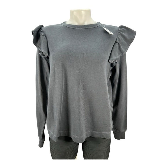 Old Navy Tops - Old Navy Gray Ruffled Sweatshirt Size M New